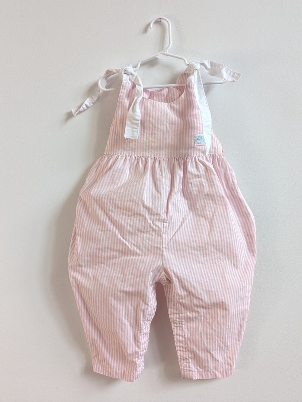 Vtg Healthtex Overalls 24m Pink Stripe Bubble Romper Classic